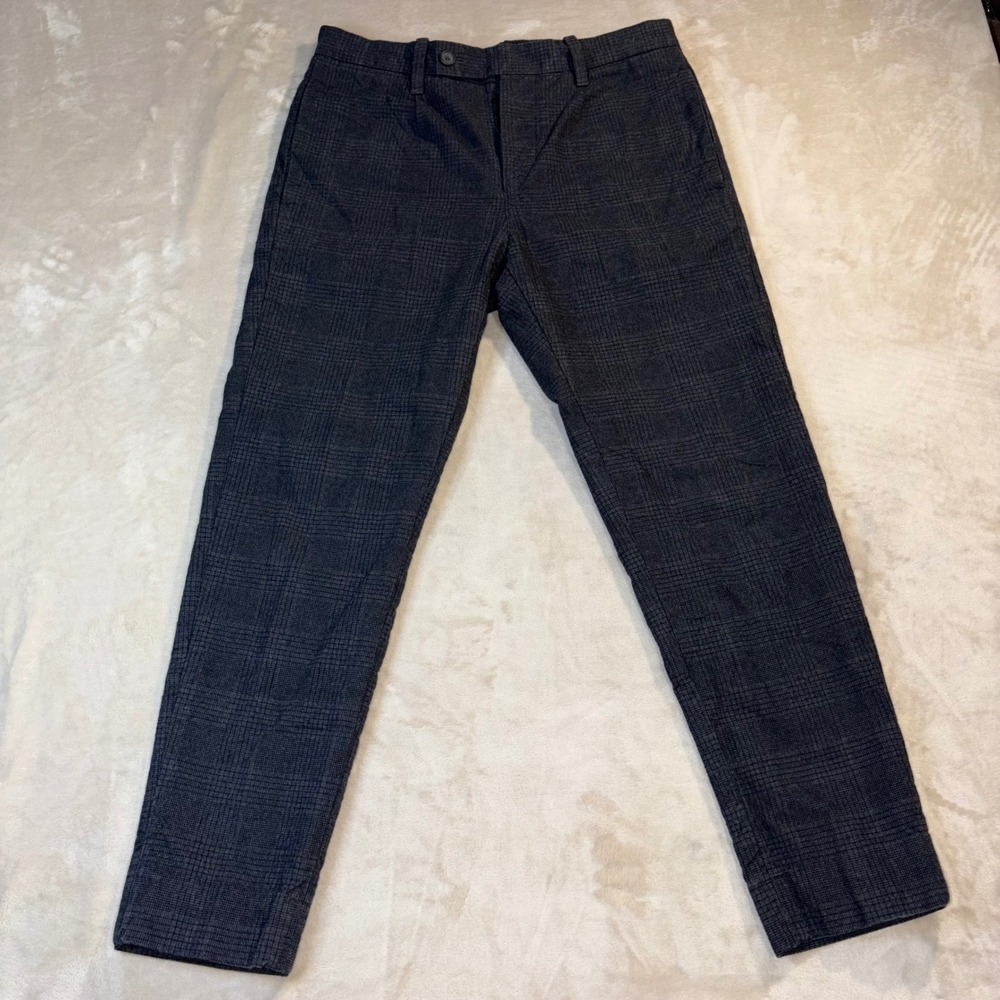 Outerknown Ambassador Slim Fit Chino Pants Navy Blue Glen Plaid Mens 29